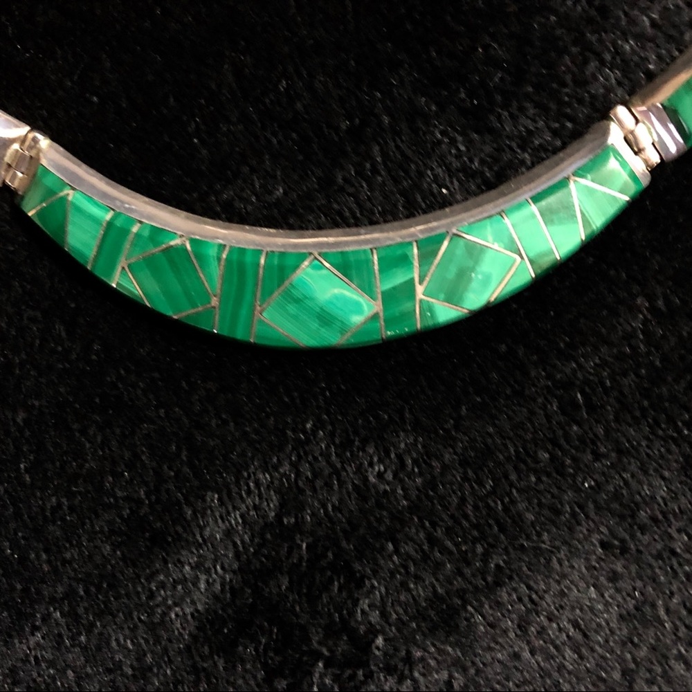 Silver and malachite necklace